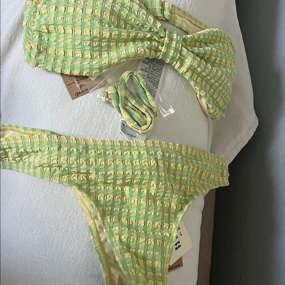 Billabong Green and Yellow Bikini Set